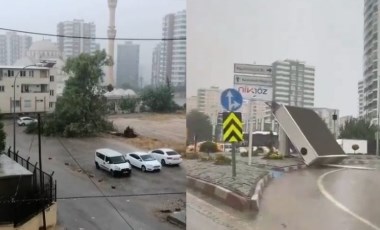 Fırtına ve sağanak Adana'yı vurdu: Ağaçlar devrildi; Çatılar, reklam panoları uçtu...