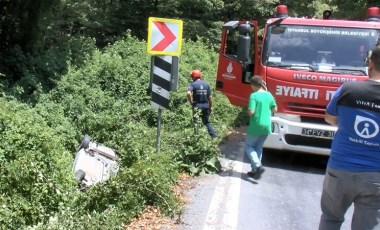 Kemerburgaz'da takla atan otomobil ormana savruldu!