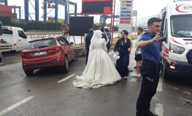 Gelin ve damat, fotoğraf çekimine giderken kaza geçirdi