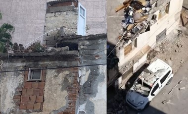 Sürücü 1,5 dakikayla kurtuldu, balkon aracın üzerine çöktü