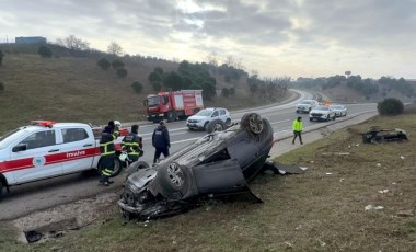 Tekirdağ'da feci kaza... Otomobil ters döndü: Sürücü ve yolcu yaralandı!