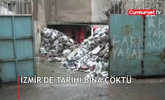 İzmir'de tarihi bina çöktü