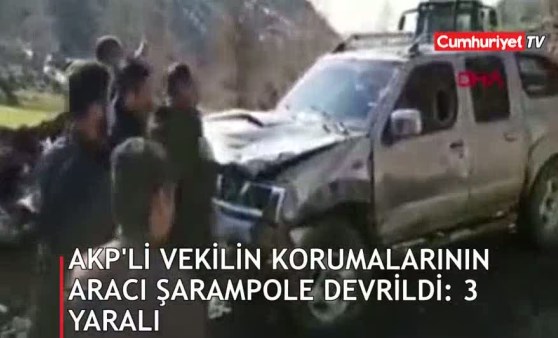 AKP'li vekilin korumalarının aracı, şarampole devrildi: 3 yaralı