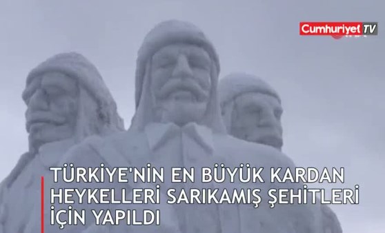 Türkiye’nin en büyük kardan heykelleri Sarıkamış Şehitleri için yapıldı