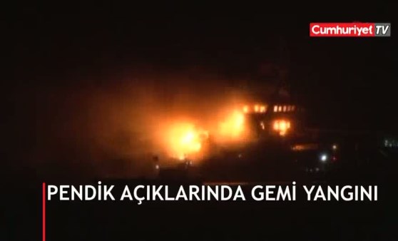 Pendik'te gemi yangını (04.01.2019)(Video Haber)