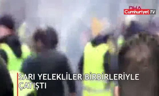 Sarı yelekliler birbirleriyle çatıştı