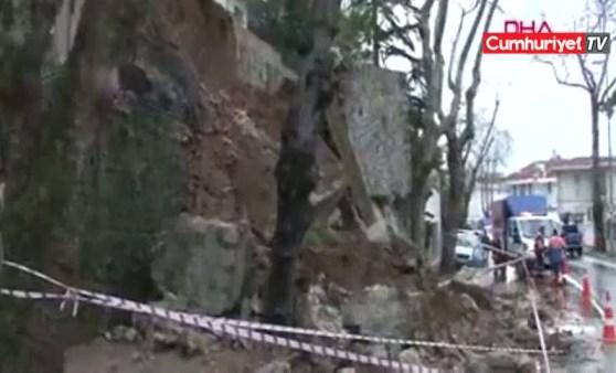 Beykoz'da istinat duvarı çöktü (28.02.2019)