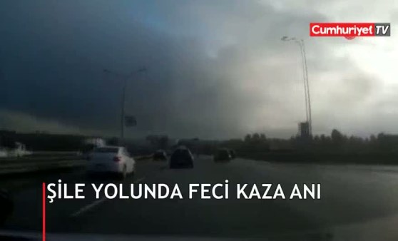 Şile yolunda yürekleri ağza getiren kaza anı kamerada