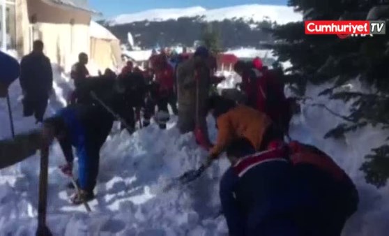 Uludağ'da 6 kişinin üzerine çatıdan kar düştü