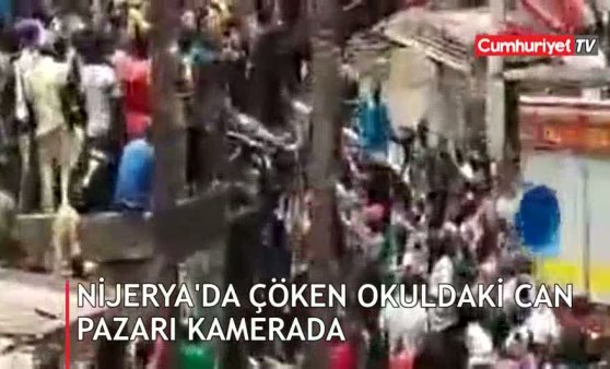 Nijerya'da çöken okulda can pazarı kamerada