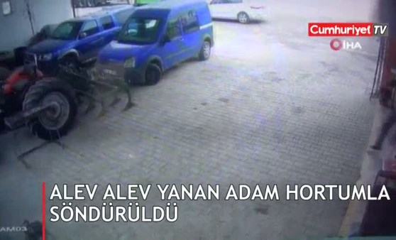 Alev alev yandı! Dehşet anı kamerada