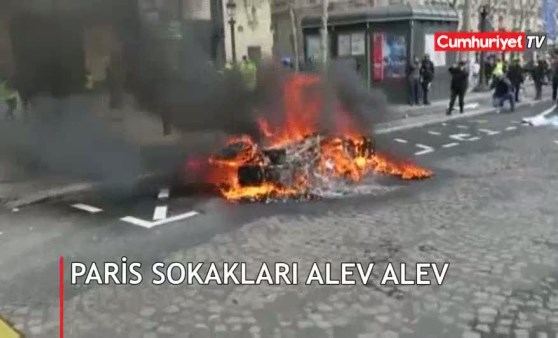 Paris sokakları alev alev