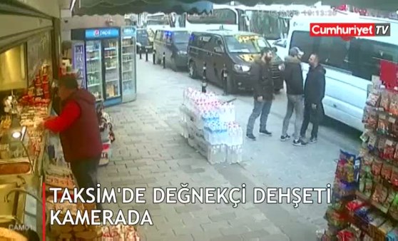 Taksim'de değnekçi dehşeti kamerada