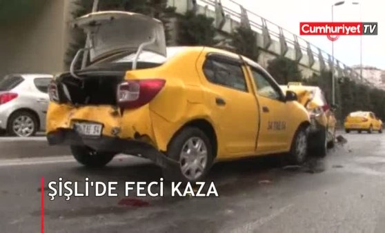 Şişli’de yaşanan zincirleme kazada genç sürücü şoka girdi