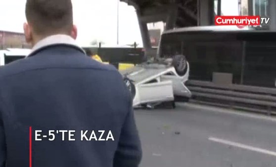 E-5'te kaza! Trafik yoğunluğu oluştu