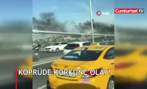 15 Temmuz Şehitler Köprüsü'nde otomobilde yangın çıktı