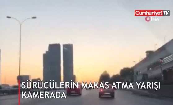 Trafikte makas terörü! Birbirleriyle böyle yarıştılar