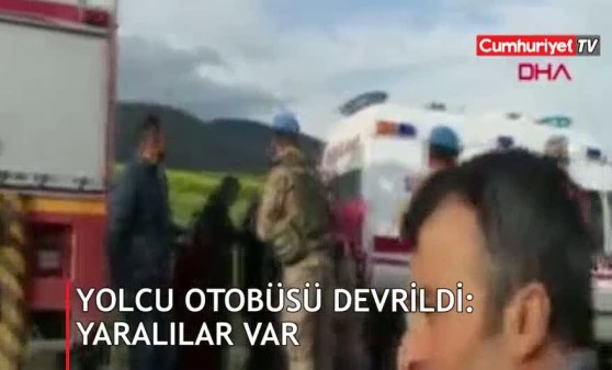 Yolcu otobüsü devrildi: Yaralılar var (03.05.2019)