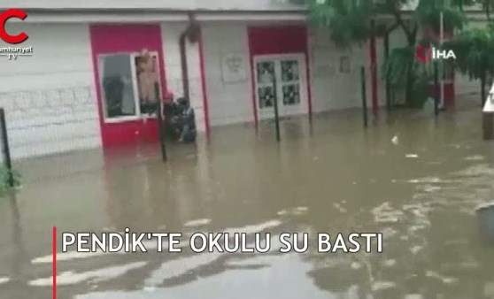 Pendik'te okulu su bastı