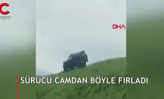 Araçtan böyle fırladı!