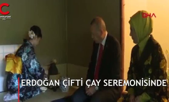 Japonya'da çay seremonisine katılan Erdoğan yudumlamadan önce bu sözleri söyledi