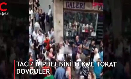 Trabzon'da taciz şüphelisini tekme tokat böyle dövdüler