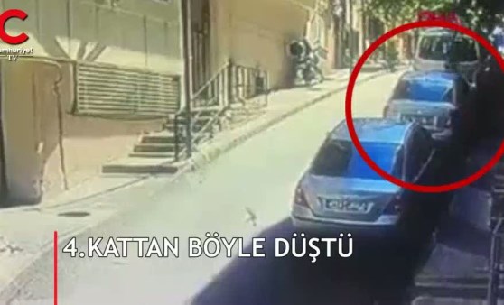 4. kattan böyle düştü! Yan binaya yürüdü