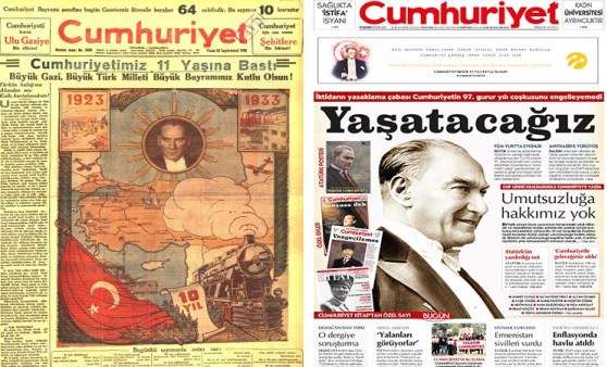 10. yıldan 97. yılına|Cumhuriyet manşetlerinde Cumhuriyet Bayramı coşkusu