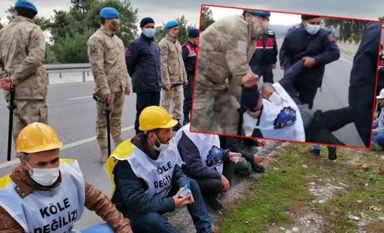 Madenciler Jandarma tarafından yaka paça yol kenarına atıldı