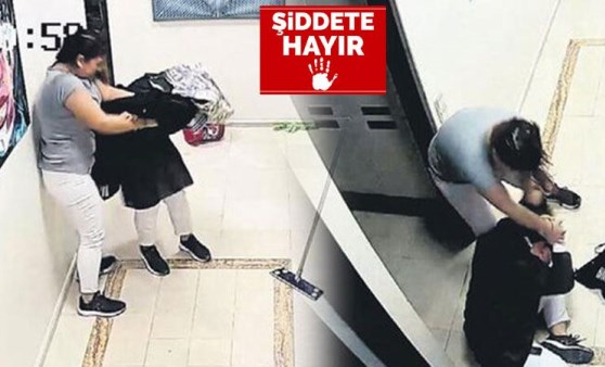 Saç saça baş başa temizlik kavgası kamerada