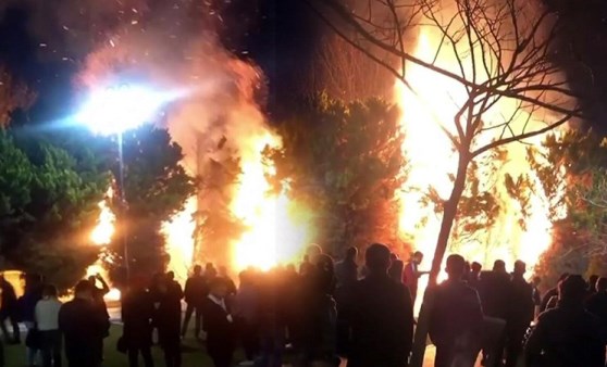 Konak Meydanı'ndaki ağaçlar yakıldı