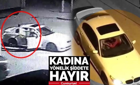 Otomobilin içinde kadına şiddet kamerada