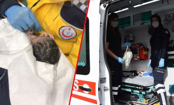 Hastaneye götürülürken, ambulansta doğum yaptı