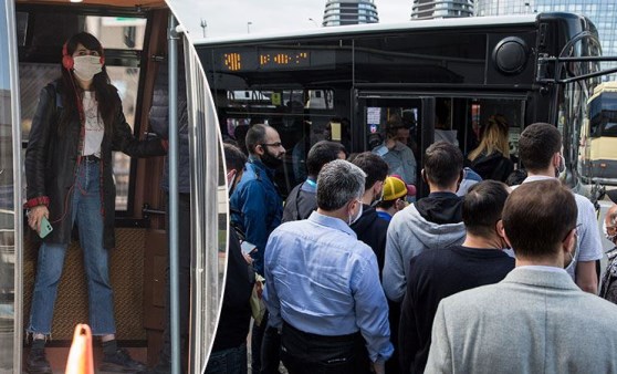 İstanbul'da minibüs ve otobüsler ayakta yolcu aldı