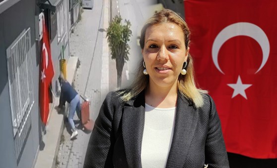 Muhtar kendi düştü, bayrağı düşürmedi, o anlar kamerada