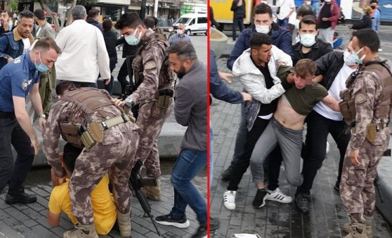 Taksim Meydanı'nda kemerli kavga, özel harekat devreye girdi