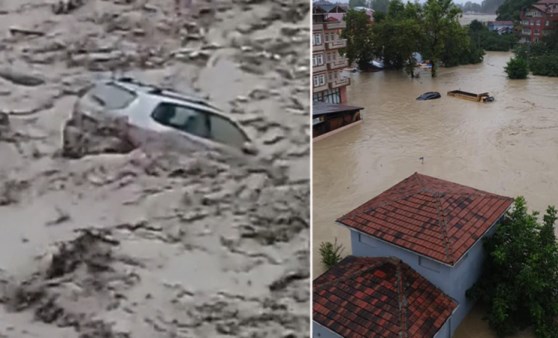 Selden dehşete düşüren görüntüler... Yollar çöktü, direk devrildi, araçlar sel sularında sürüklendi