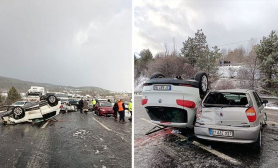 Son dakika | Bolu'da 12 aracın çarpıştığı zincirleme kaza: İstanbul yönü kapandı