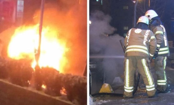 Kadıköy'de hareketli gece: Pikap alev alev yandı (19 Mart 2022) (Video Haber)