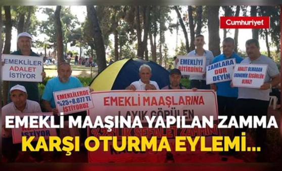 Emekli maaşına yapılan zammı protesto etmek için oturma eylemine başladılar