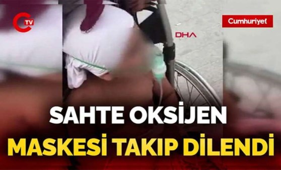 Çocuğa sahte oksijen maskesi takıp dilendi